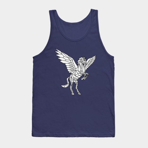 Origami Pegasus Outline on White Tank Top by shaldesign